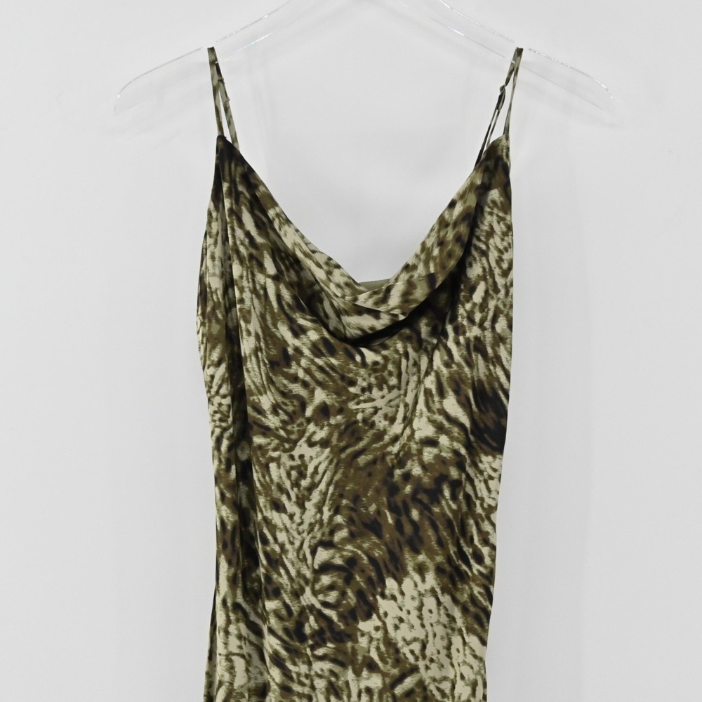 Good‎ American Jungle Slip Dress Womens Size M Midi Whimsical Cowl Neck Stretch - Picture 10 of 14